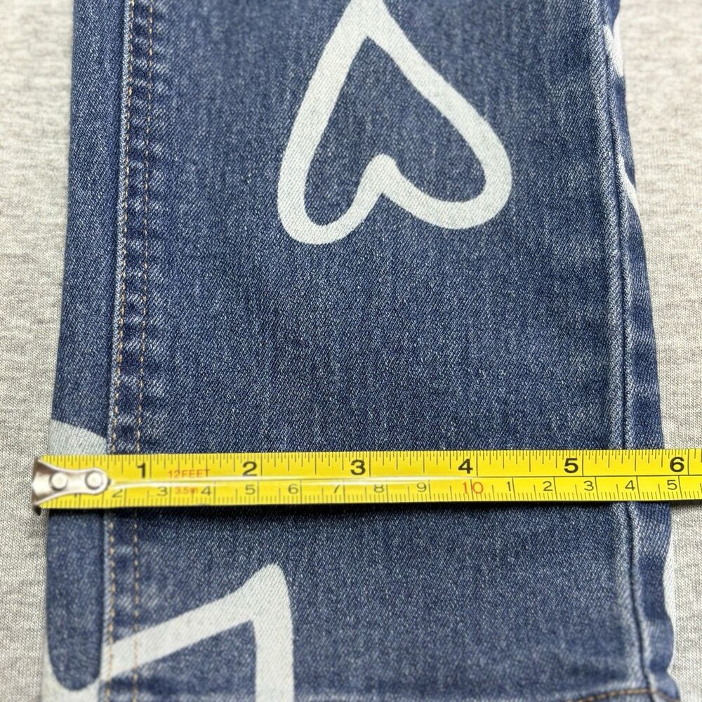 Pink Velvet Girl's Denim Jeans Size 7 with White Heart Imprint - Picture 10 of 12